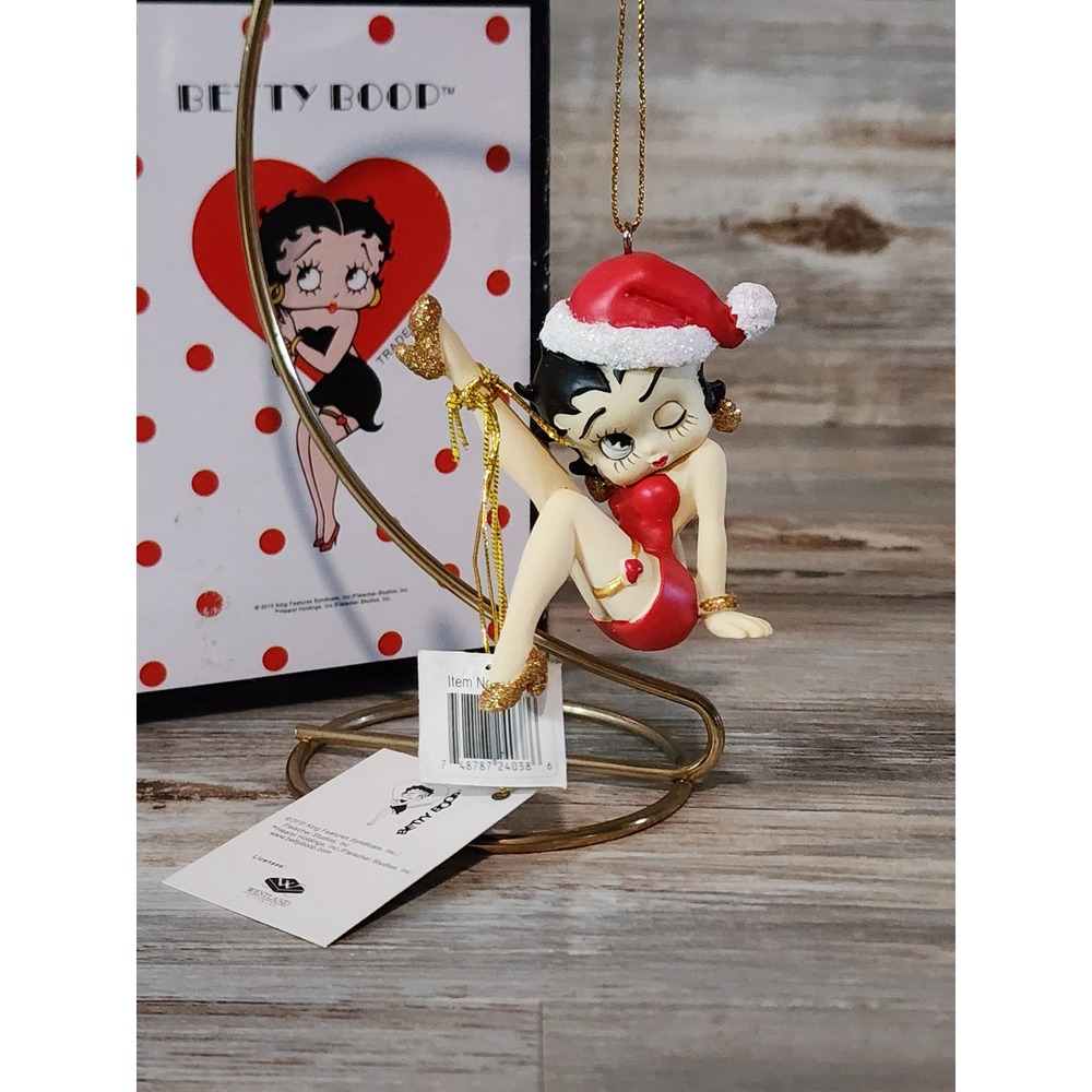 Betty Boop Leg Up Betty Christmas Ornament Westland Giftware 24038 Red Santa Hat